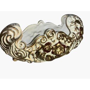 Ceramic Dish/Planter Centerpiece Ornate by Acson Japan Gold Color scroll floral
